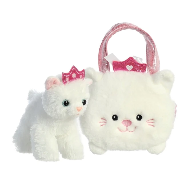 Aurora Plüsch Katze - Mit Tasche Weiß Und Pink 4 Aurora Plüsch Katze - Mit Tasche Weiß Und Pink – Bild 2