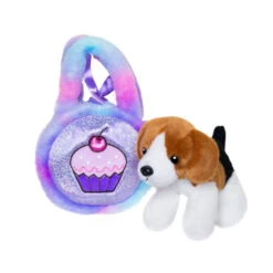 Aurora Plüsch Hund - Mit Tasche Lila